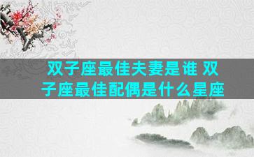 双子座最佳夫妻是谁 双子座最佳配偶是什么星座
